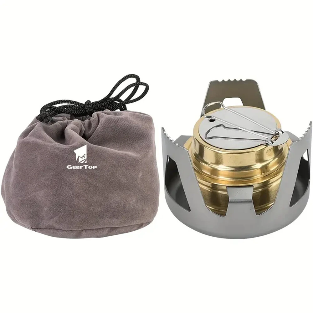 IPRee Portable Mini Alcohol Stove Burner Adjustable Firepower Gasoline Stove Aluminum Alloy Bracket Ultralight Brass Camping Stoves — view 10