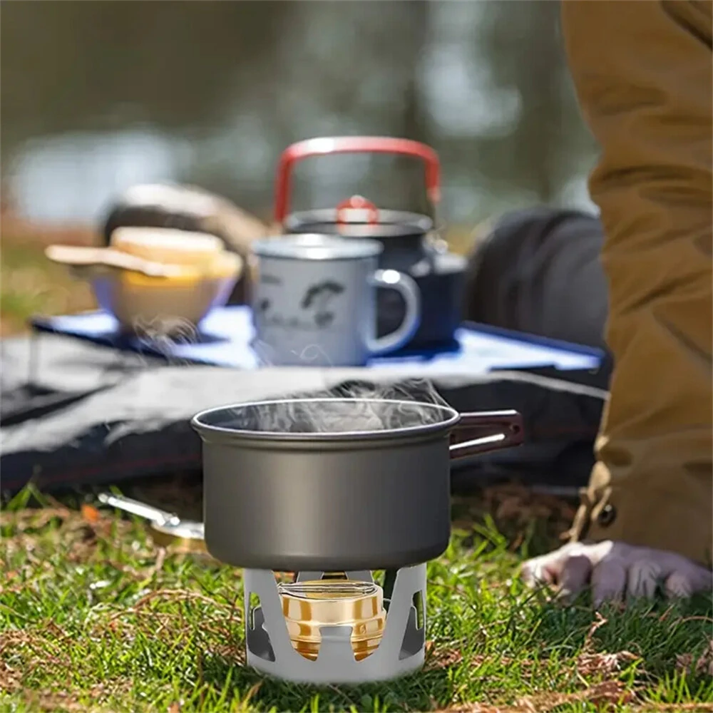 IPRee Portable Mini Alcohol Stove Burner Adjustable Firepower Gasoline Stove Aluminum Alloy Bracket Ultralight Brass Camping Stoves — view 3