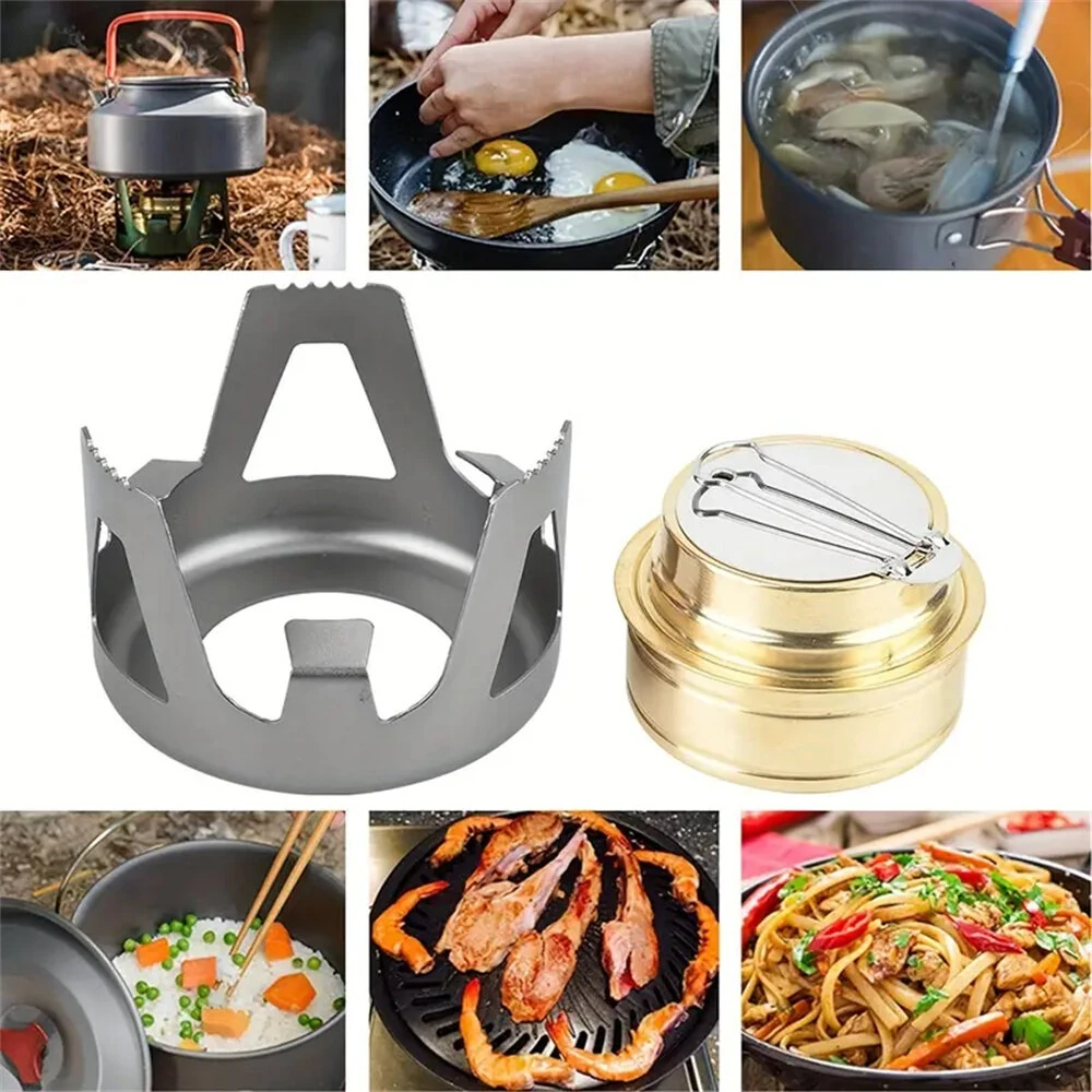 IPRee Portable Mini Alcohol Stove Burner Adjustable Firepower Gasoline Stove Aluminum Alloy Bracket Ultralight Brass Camping Stoves — view 5