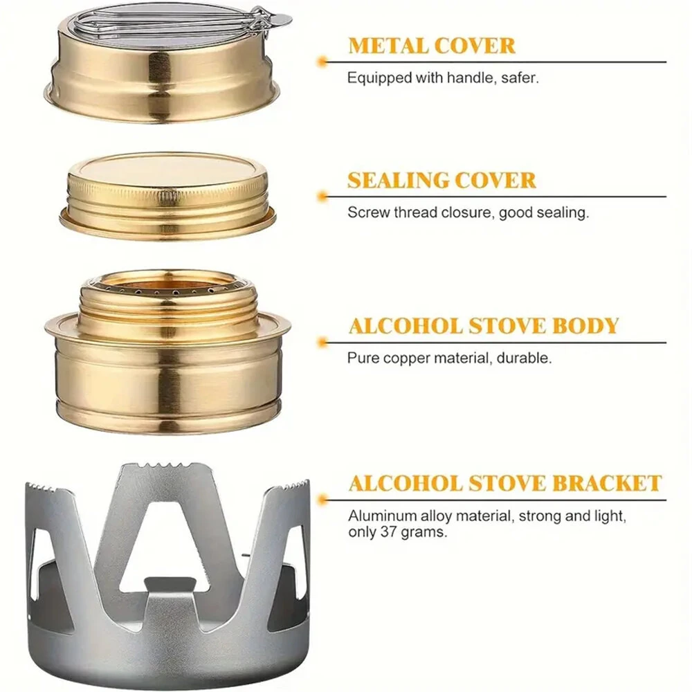 IPRee Portable Mini Alcohol Stove Burner Adjustable Firepower Gasoline Stove Aluminum Alloy Bracket Ultralight Brass Camping Stoves — view 6