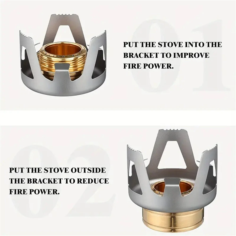 IPRee Portable Mini Alcohol Stove Burner Adjustable Firepower Gasoline Stove Aluminum Alloy Bracket Ultralight Brass Camping Stoves — view 7