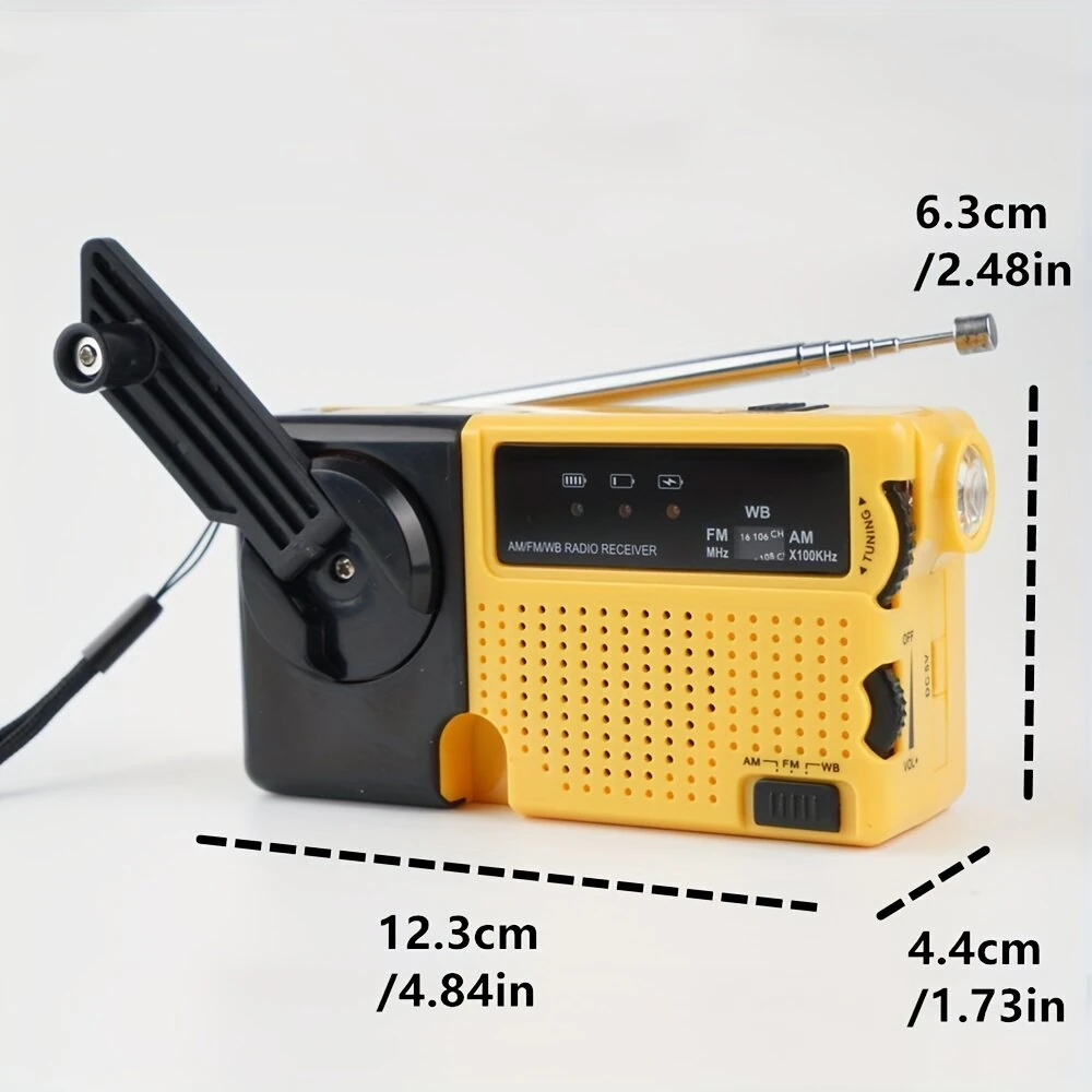 IPRee Portable Mini Hand-Crank Emergency Radio with AM/FM Weather Channels Built-in LED Flashlight Alarm — view 6