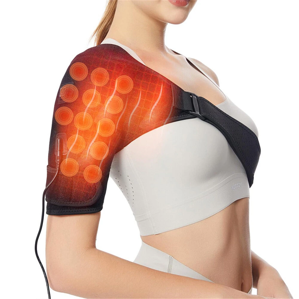 IPRee Portable Shoulder Support Heat Pad Adjustable 3-Level Settings Heating Electric Shoulder Wrap Heating Shoulder Support Belt for Men Women — view 10