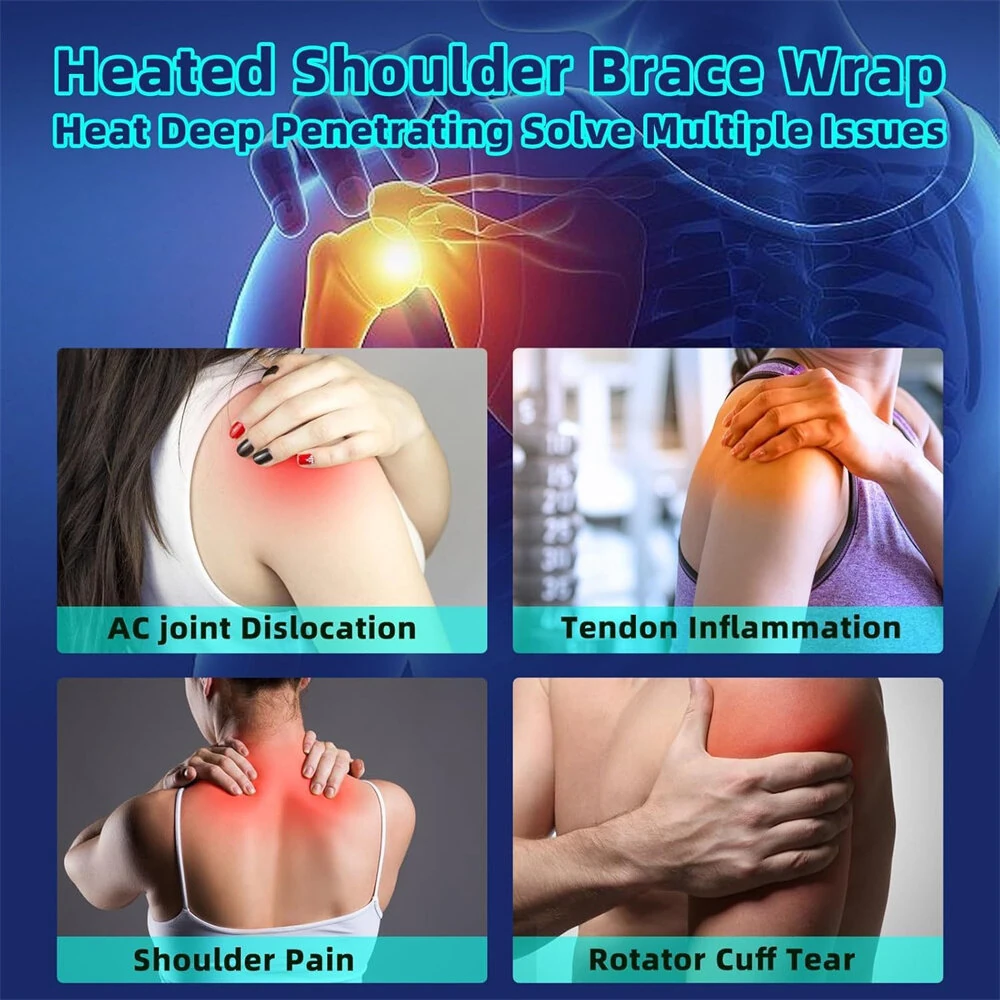 IPRee Portable Shoulder Support Heat Pad Adjustable 3-Level Settings Heating Electric Shoulder Wrap Heating Shoulder Support Belt for Men Women — view 4