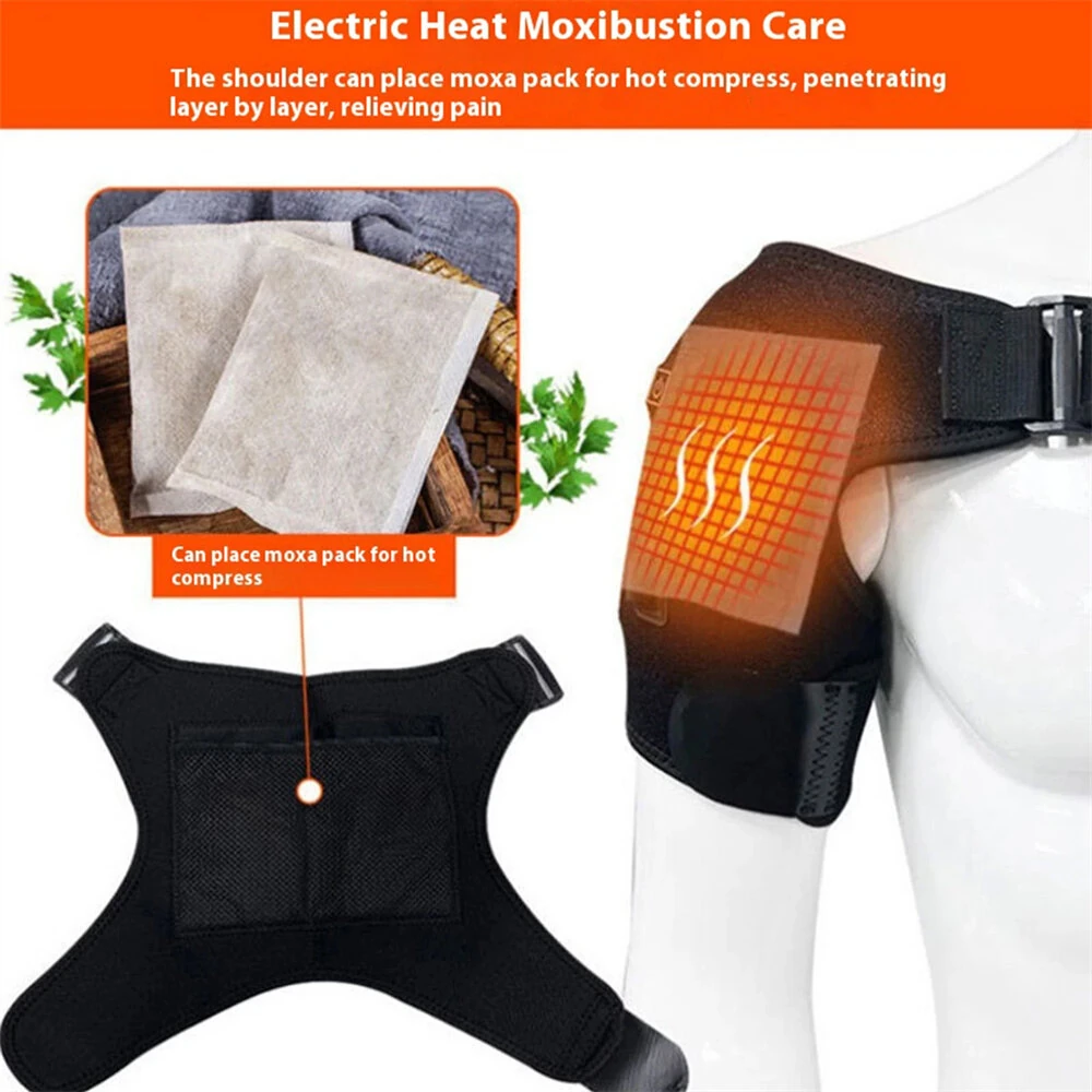 IPRee Portable Shoulder Support Heat Pad Adjustable 3-Level Settings Heating Electric Shoulder Wrap Heating Shoulder Support Belt for Men Women — view 5