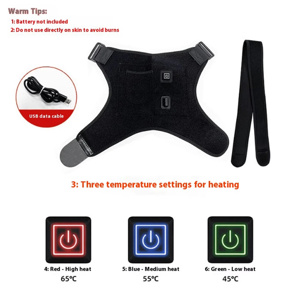 IPRee Portable Shoulder Support Heat Pad Adjustable 3-Level Settings Heating Electric Shoulder Wrap Heating Shoulder Support Belt for Men Women — view 6