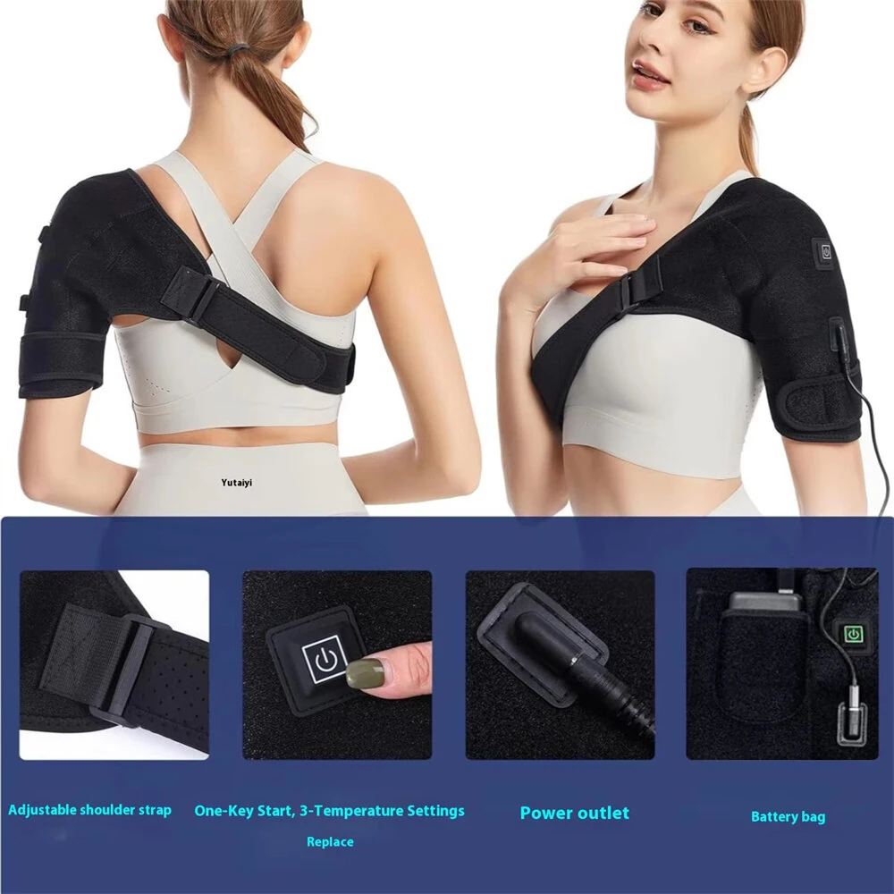 IPRee Portable Shoulder Support Heat Pad Adjustable 3-Level Settings Heating Electric Shoulder Wrap Heating Shoulder Support Belt for Men Women — view 7
