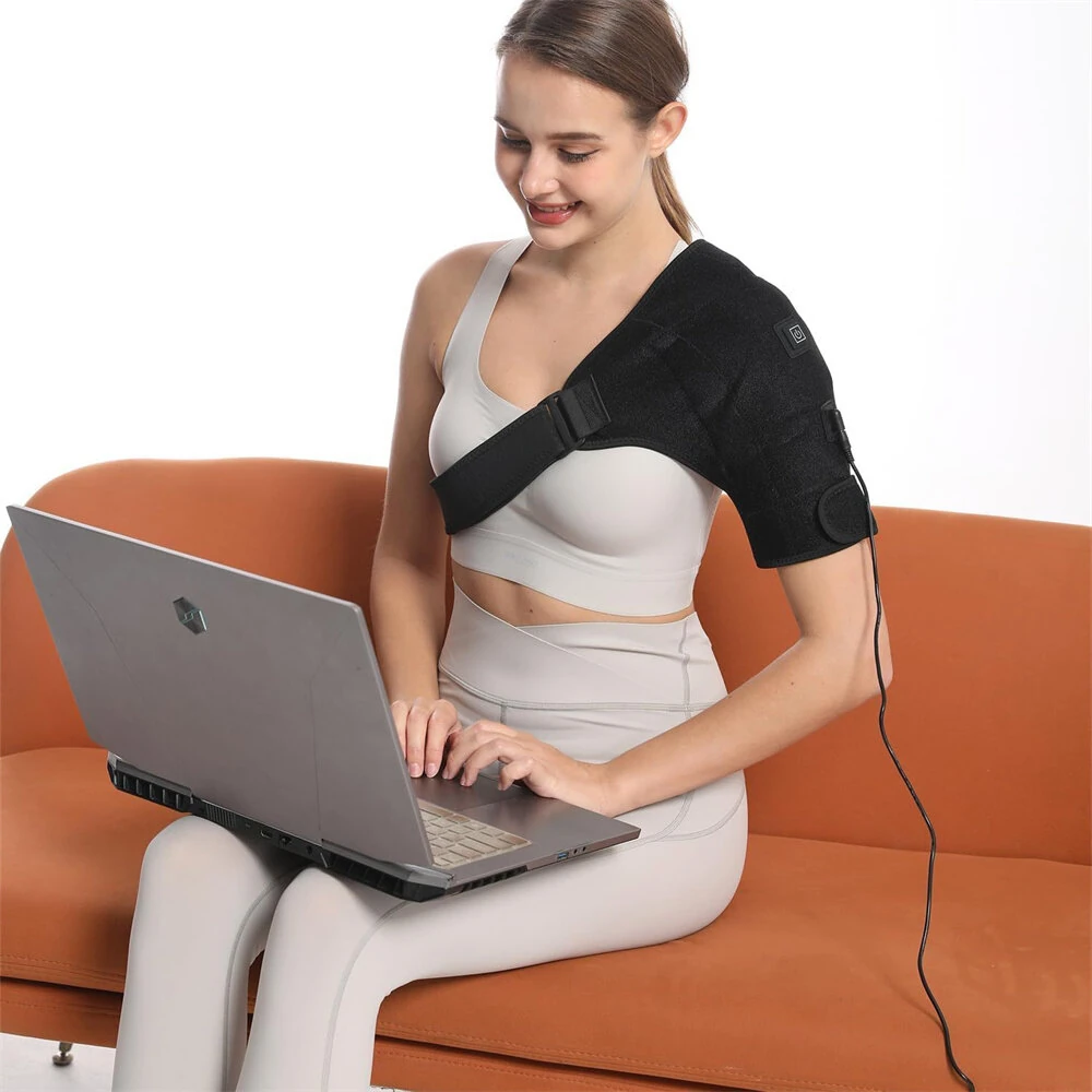IPRee Portable Shoulder Support Heat Pad Adjustable 3-Level Settings Heating Electric Shoulder Wrap Heating Shoulder Support Belt for Men Women — view 8