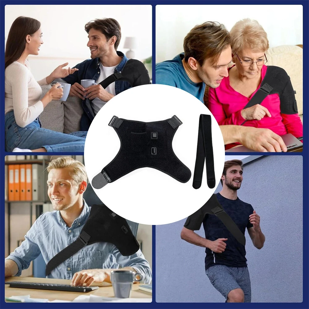 IPRee Portable Shoulder Support Heat Pad Adjustable 3-Level Settings Heating Electric Shoulder Wrap Heating Shoulder Support Belt for Men Women — view 9