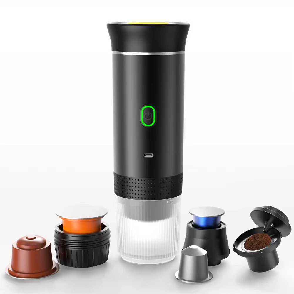 IPRee Portable Wireless Electric Espresso Coffee Machine For Travel Car Home Camping Coffee Maker 3-in-1 Capsule Powder Coffee Maker — image 1