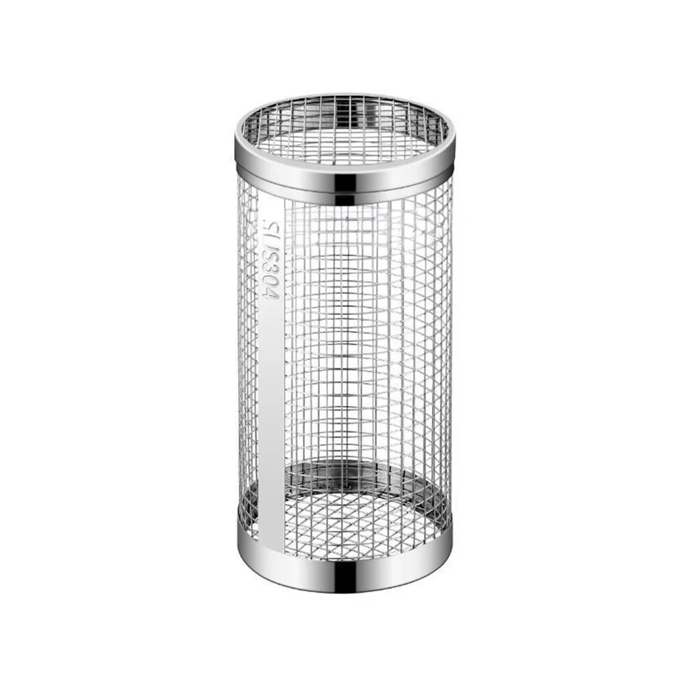 IPRee Round BBQ Basket Stainless Steel Rolling Grilling Basket Wire Mesh Cylinder Grill Basket Portable Outdoor Camping Barbecue Rack — image 1