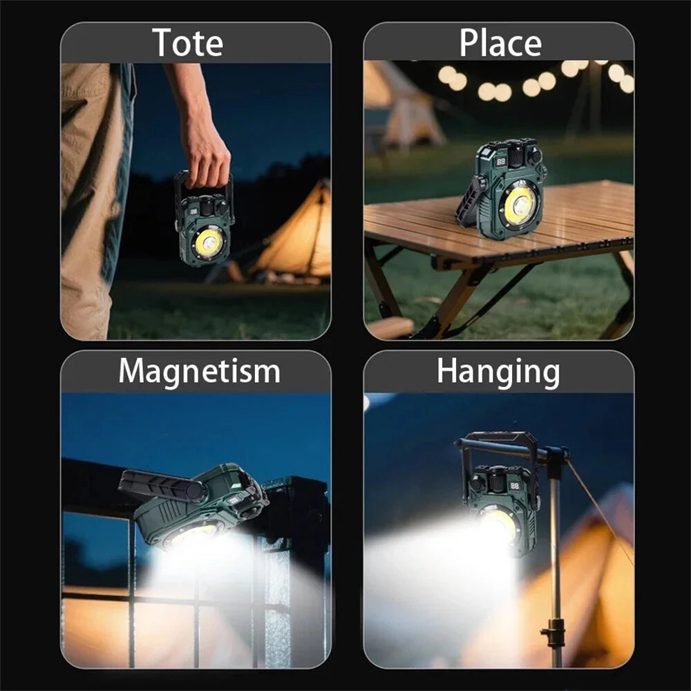 IPRee Solar Camping Lamp with Magnet & Adjustable Bracket 5 Modes Outdoor Waterproof Lantern for Tent, Hiking, Emergency Lighting — view 5
