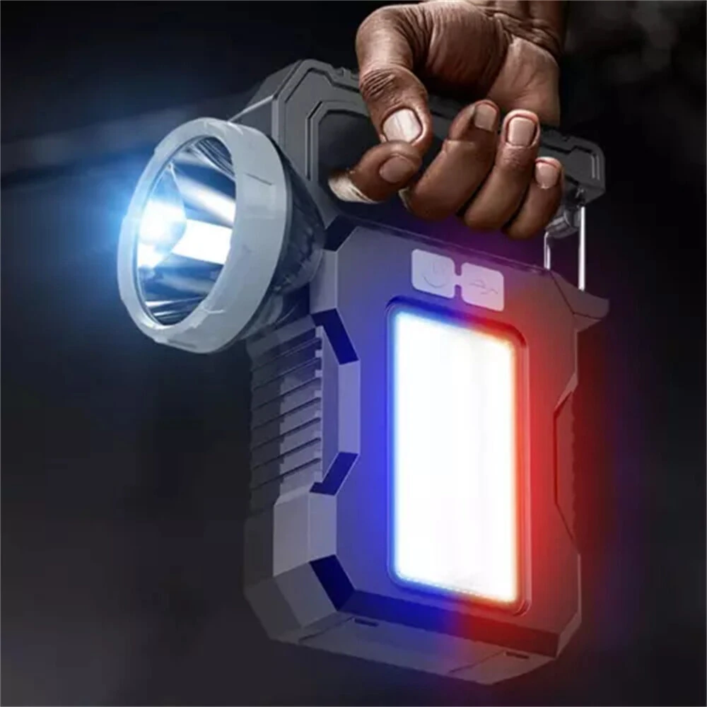 IPRee Solar Light LED Handheld Flashlights Type-C Rechargeable Portable Torch with 4 Modes COB Emergency Red and Blue Searchlight — view 5