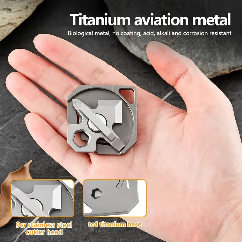 IPRee Titanium Alloy Portable Small Cutting Tools Outdoor Multifunctional Screwdriver Wrench Emergency Key Pendant — view 2