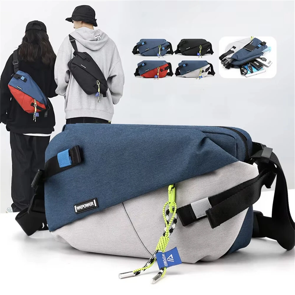 IPRee Unisex Chest Pack Casual Nylon High Quality Panelled Waist Packs Outdoor Travel Crossbody Bag Men Wasit Belt Bags — view 2
