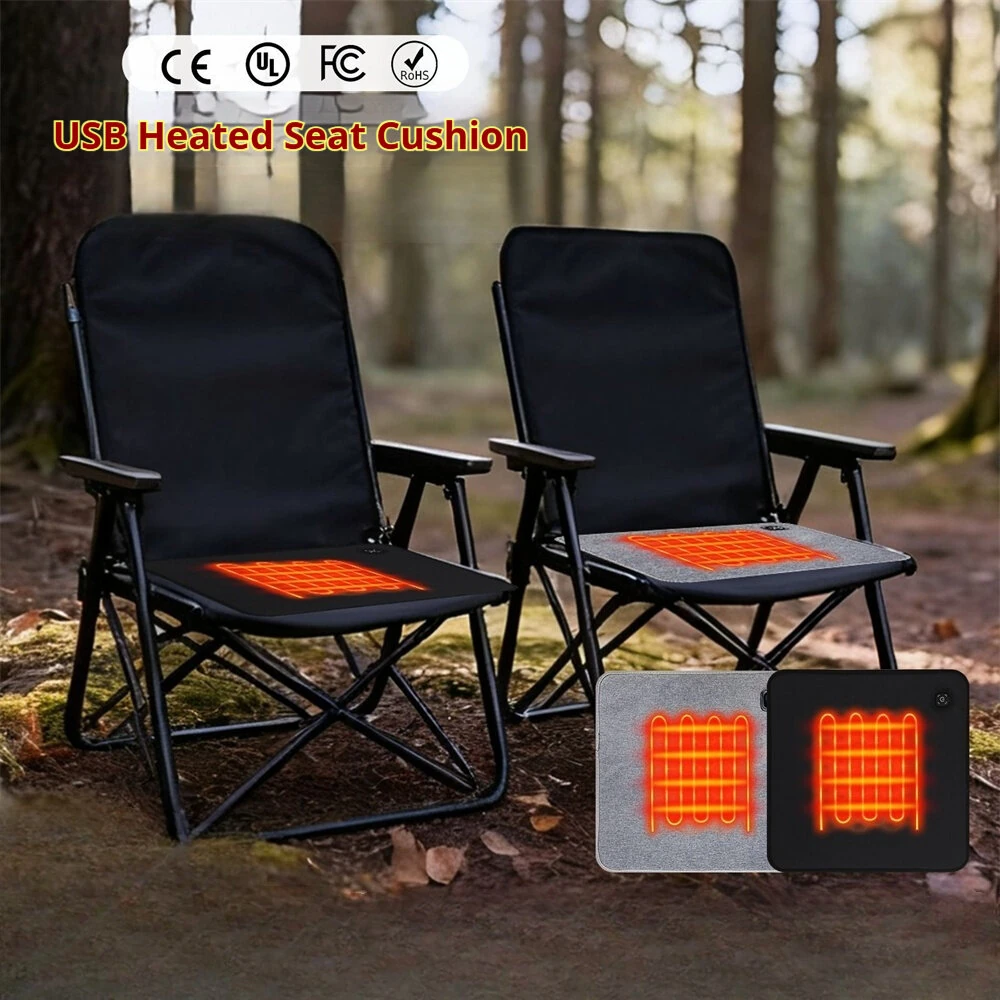 IPRee USB Heated Stadium Seat Cushion with 3 Adjustable Temperature Levels & 10H Auto Shut-Off - Portable Foldable Heating Pad for Sports Events, Outdoor Activities, Hiking, Office, Fishing, Home Travel — view 2