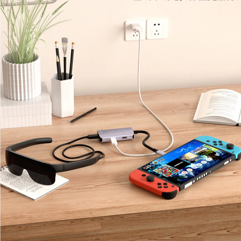 J-CUH905 AR Glasses Charger Converter 5-in-1 Type-C Multifunction Extension Dock with USB / PD65W / USB-C Data / AR Screen Projection for VR Glasses Laptop Switch Steamdeck — view 3