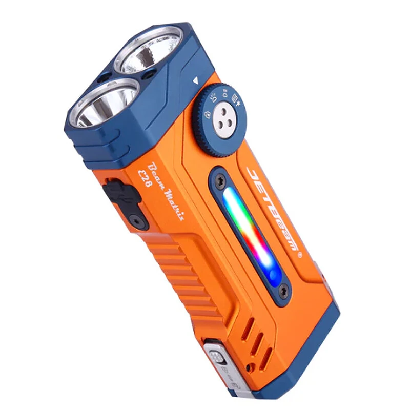 JETBeam E28 5 Light Multi Purpose EDC Flashlight Dual White Lights+RGB Side Light 7000mAh IPX8 Waterproof Type-C Rechargeable High Lumens Magnetic Work Light — JETBEAM