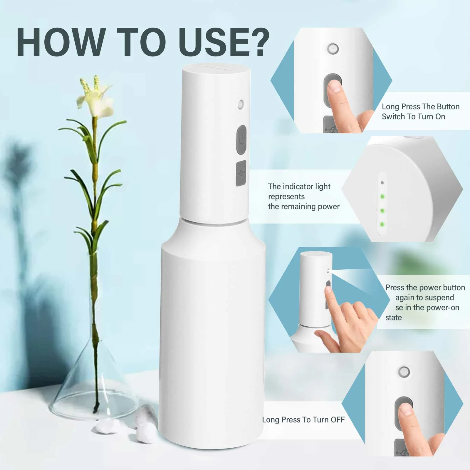 JETEVEN 750ml Disinfectant Spraryer USB Charging Disinfectant Dispenser Soap Dispenser Handheld Electric Sprayer — view 4