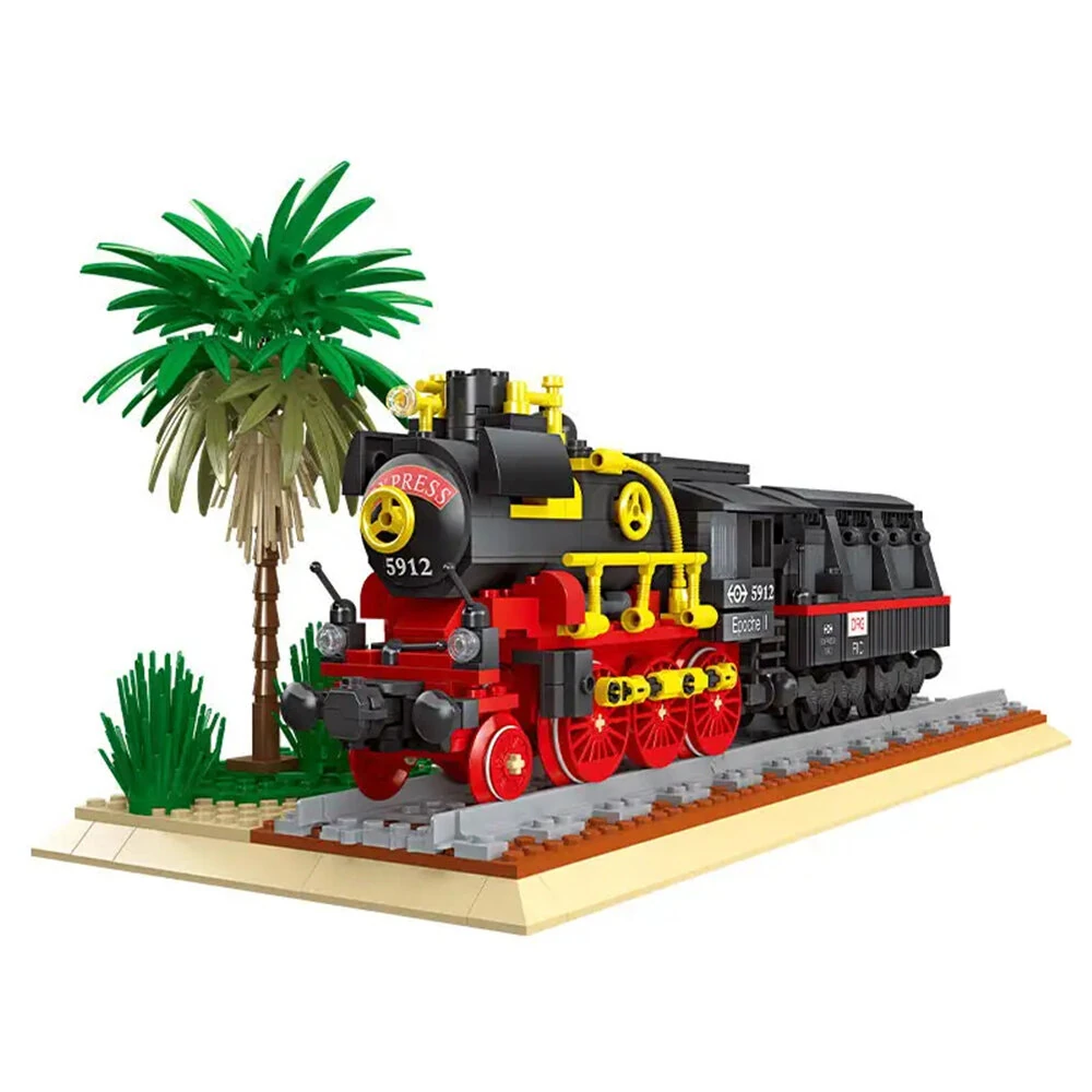 JIE-STAR 59007 59008 59009 Crocodile Locomotive Steam Train Snowpiercer Western Train Railway Toys Building Block Brick Assembly Kit Kids Christmas Gift — view 2