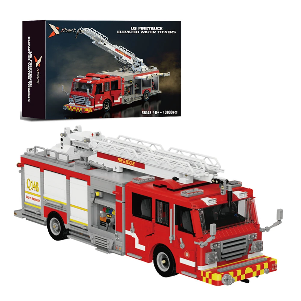 JIESTAR 66148 US Firetruck Elevated Water Towers Model Building Block Kit Brick Set Kids Gifts — JIE-STAR