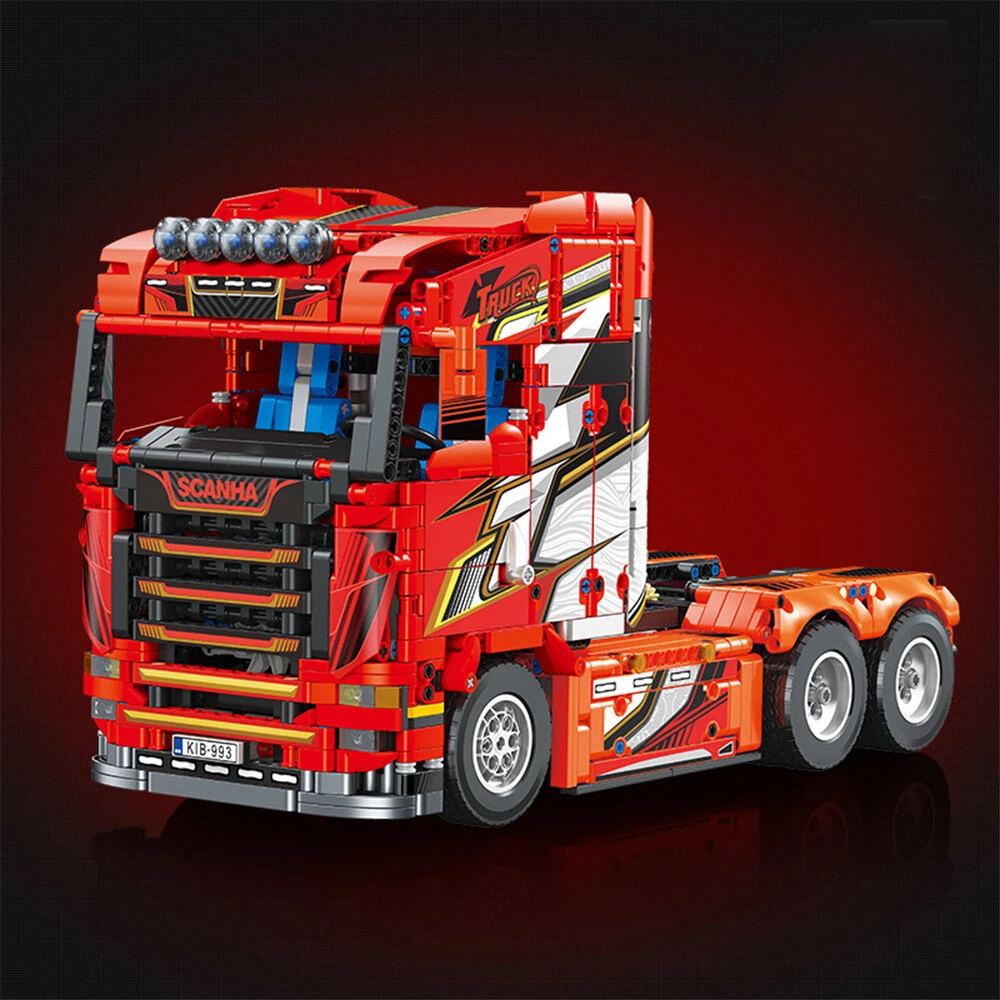 JIESTAR JJ9070 Scania Tractor Truck Head Model MOC Building Block Assembly Kit Educational Brick Electric Toys for Children Adult Birthday Gift — view 2