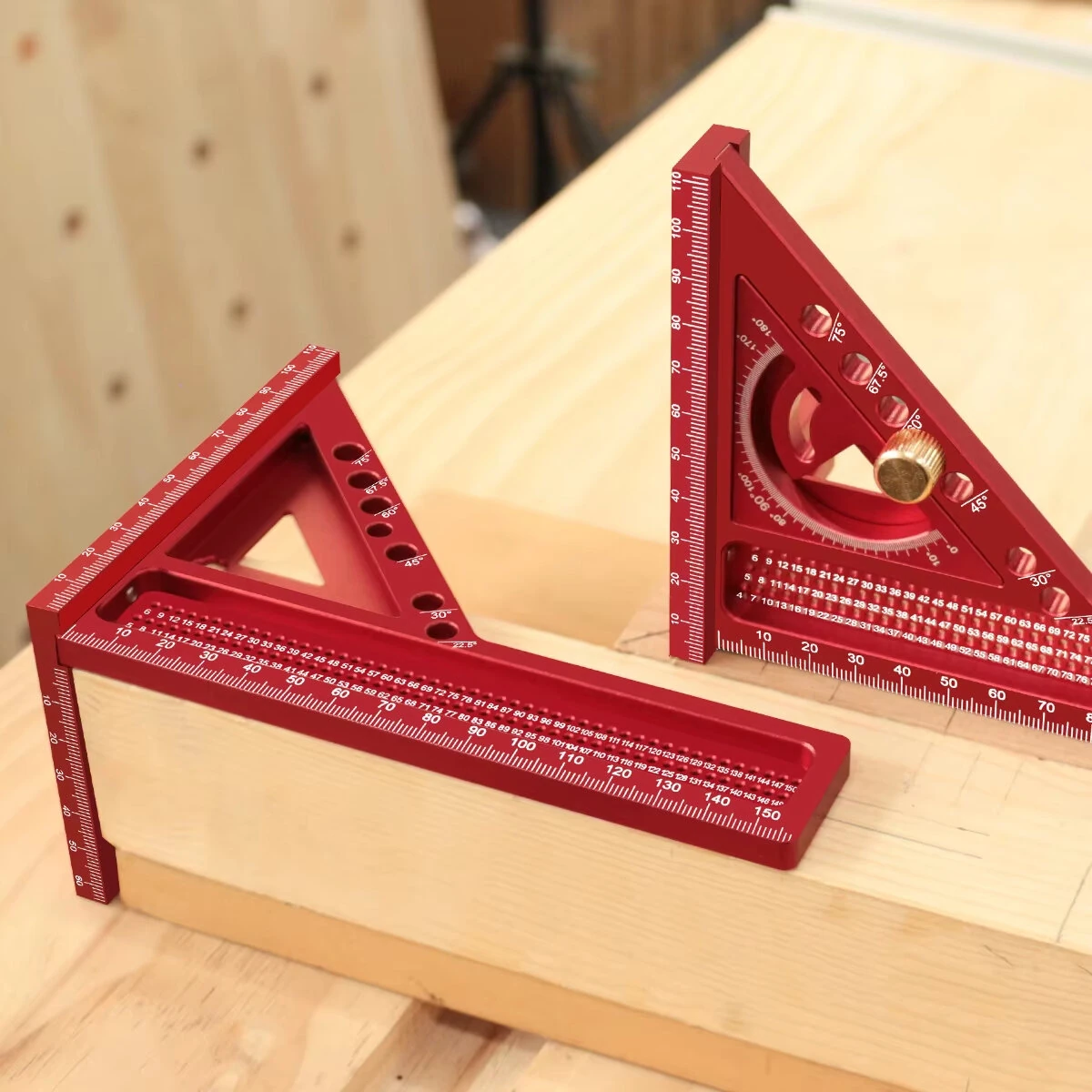 JIGHOLE 3D Multi-Angle Framing Square Measuring Ruler Adjustable 0-180 Degree Protractor Aluminum Alloy Anodized Surface Carpenter Triangle Ruler Measurement Tool Marker — JIGHOLE