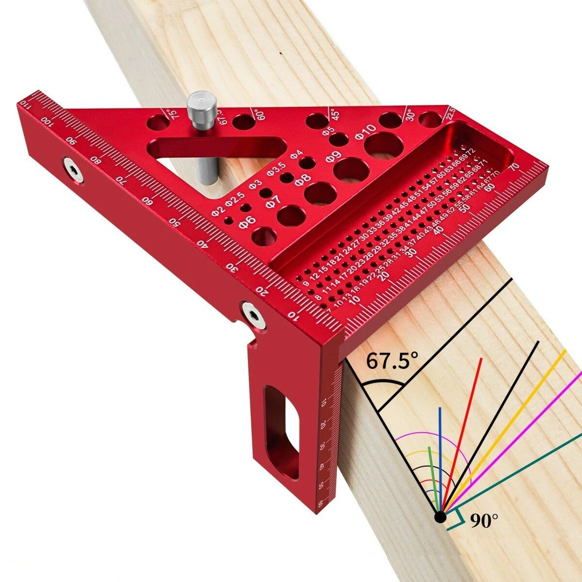 JIGHOLE 5th Generation 3D Multi-angle Measuring Ruler Square Ruler 22.5-90 Degree Protractor Aluminum Alloy Scriber for Woodworking Carpenters Craftsmen — JIGHOLE
