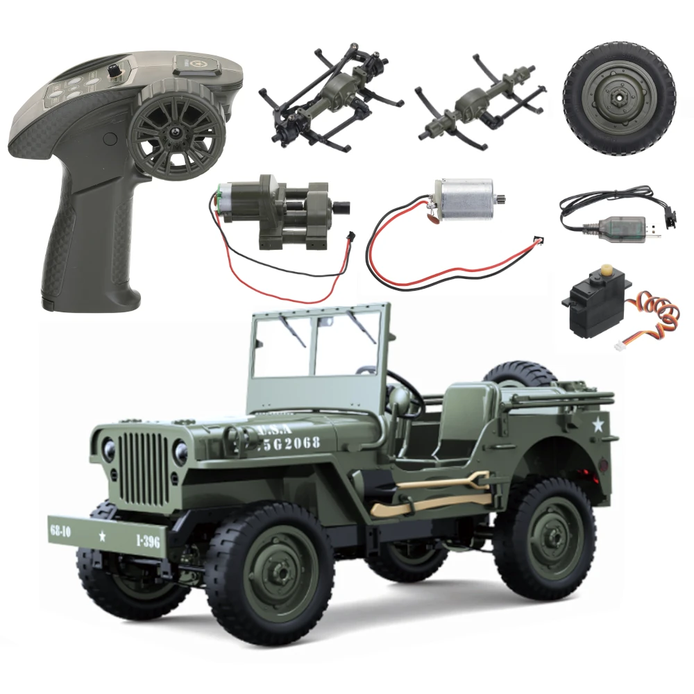 JJRC C8815 1/10 Willys Military Truck RC Car Parts 2.4G Remote Control Transmitter Steering Servo Front Rear Bridge Axle Gearbox 280 Brushed Motor Tire Wheel USB Charging Cable Vehicles Models Spare Accessories