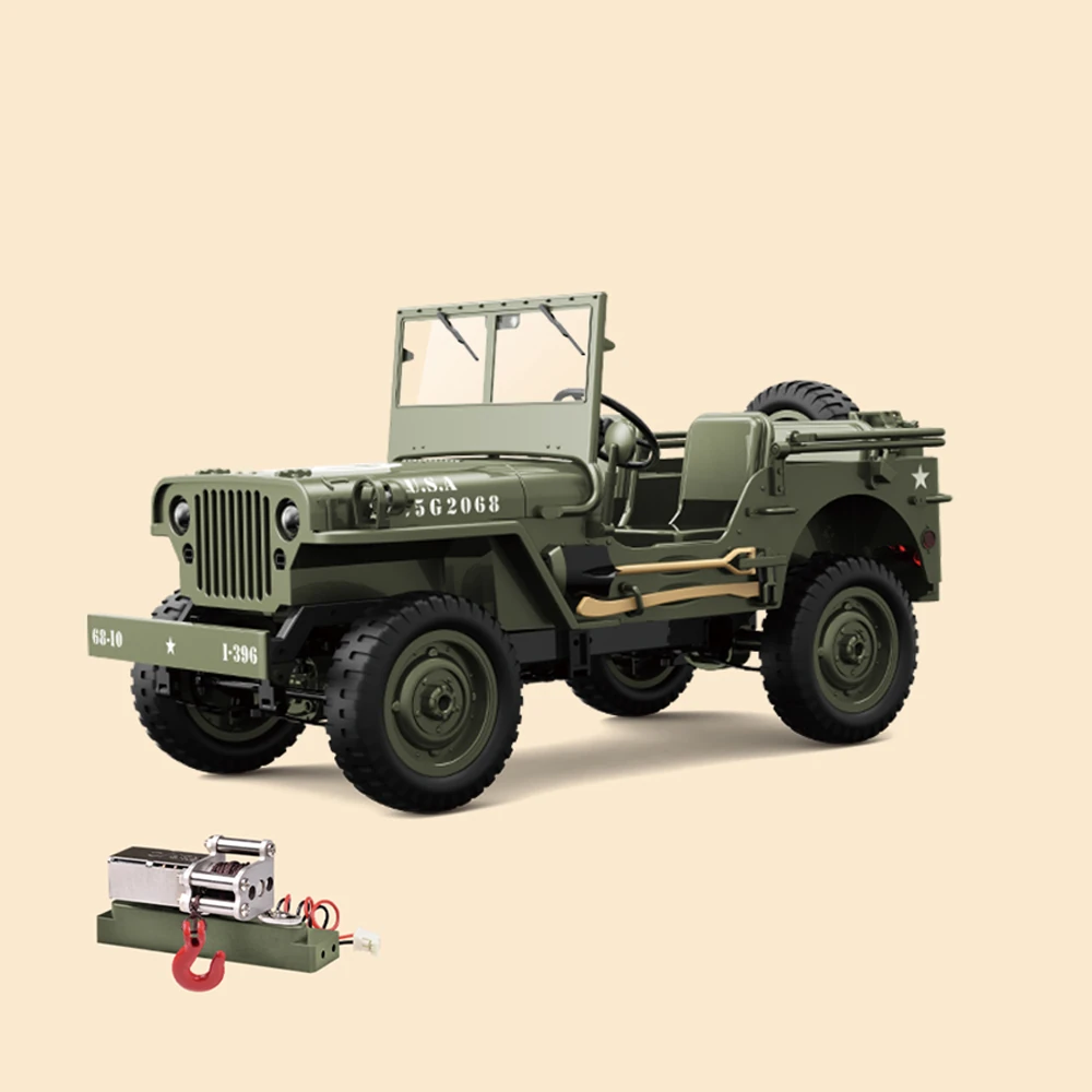 JJRC C8815 RTR 1/10 2.4G 4WD RC Car Willys Military Truck Off-Road Climbing LED Light Optional Winch Canopy Metal Frame Rock Crawler Full Proportional Vehicles Models Toys — view 11