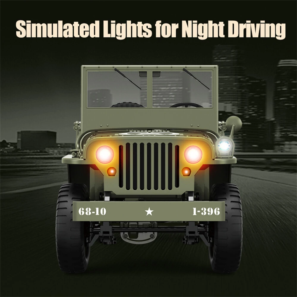 JJRC C8815 RTR 1/10 2.4G 4WD RC Car Willys Military Truck Off-Road Climbing LED Light Optional Winch Canopy Metal Frame Rock Crawler Full Proportional Vehicles Models Toys — view 4