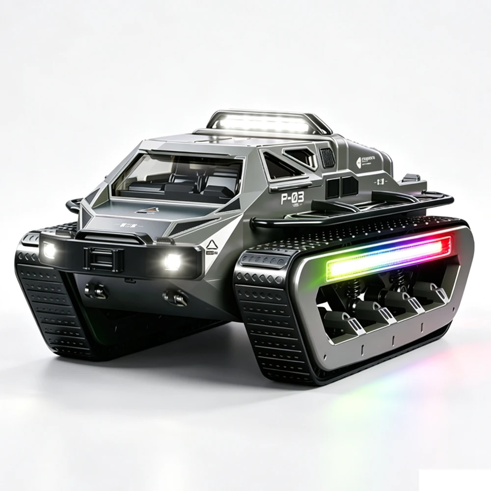 JJRC C8840 RTR 2.4G RC Car Tank High Speed Tracked Off-Road Truck Full Proportional LED Light 360° Rotation Caterpillar Vehicles Models Toys