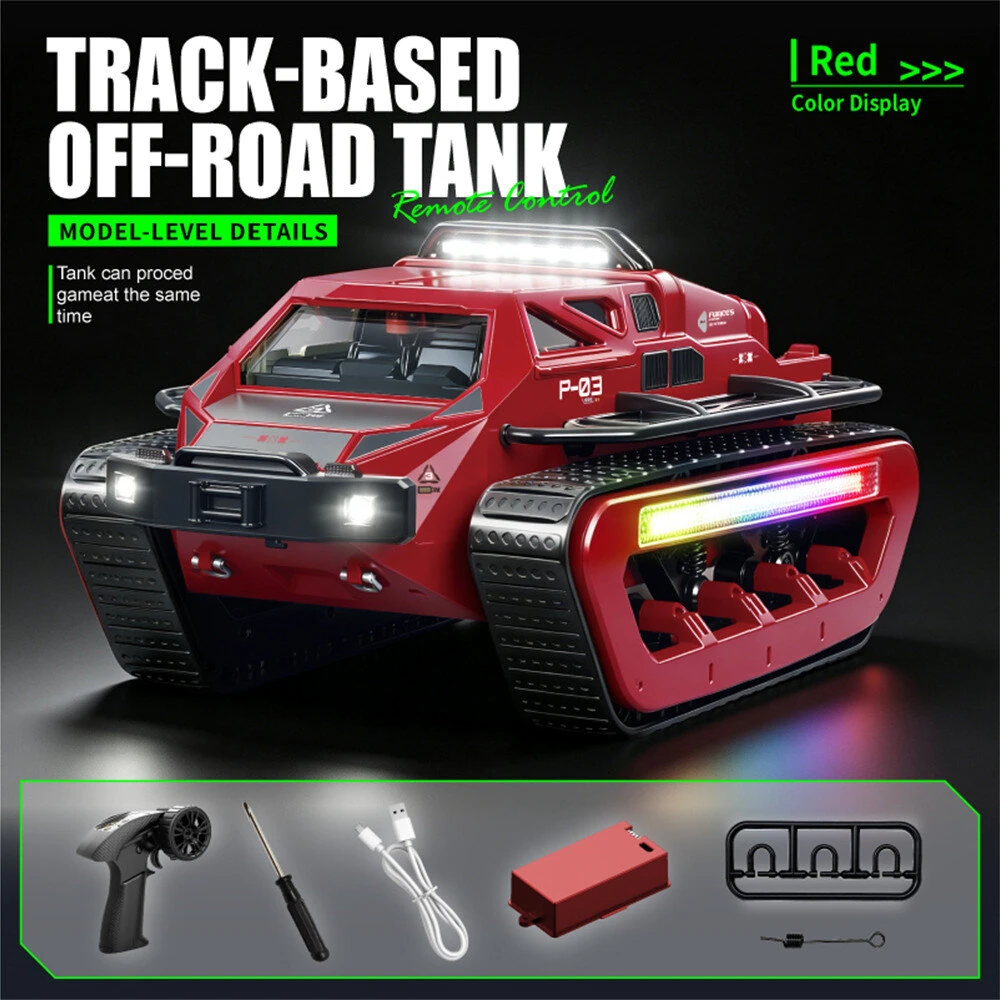 JJRC C8840 RTR 2.4G RC Car Tank High Speed Tracked Off-Road Truck Full Proportional LED Light 360° Rotation Caterpillar  Vehicles Models Toys — view 10