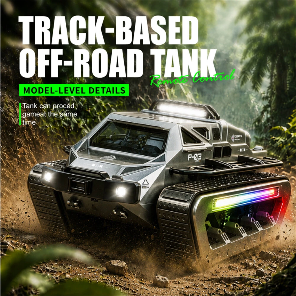JJRC C8840 RTR 2.4G RC Car Tank High Speed Tracked Off-Road Truck Full Proportional LED Light 360° Rotation Caterpillar  Vehicles Models Toys — view 4