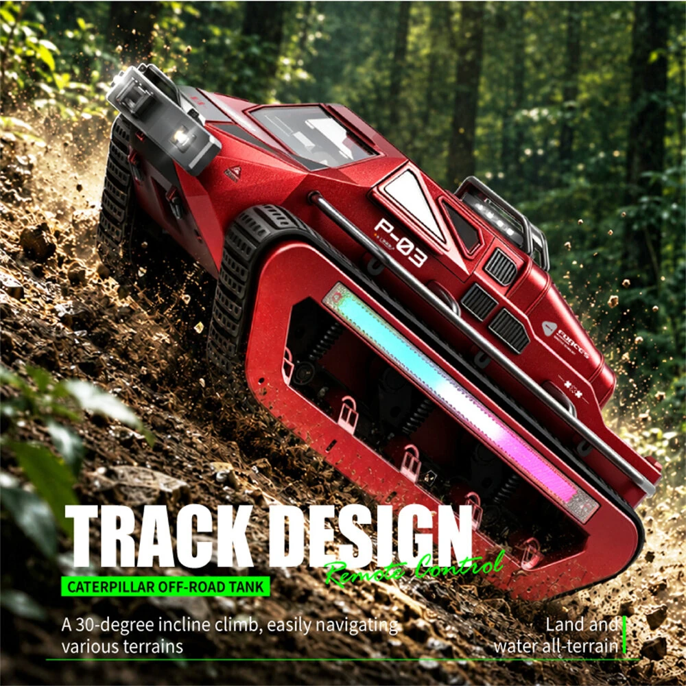JJRC C8840 RTR 2.4G RC Car Tank High Speed Tracked Off-Road Truck Full Proportional LED Light 360° Rotation Caterpillar  Vehicles Models Toys — view 5