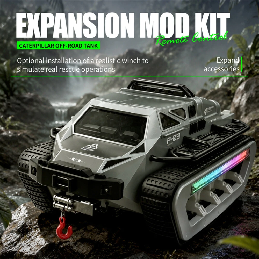 JJRC C8840 RTR 2.4G RC Car Tank High Speed Tracked Off-Road Truck Full Proportional LED Light 360° Rotation Caterpillar  Vehicles Models Toys — view 8