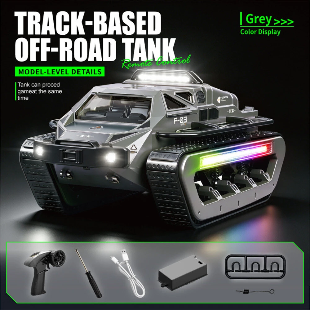 JJRC C8840 RTR 2.4G RC Car Tank High Speed Tracked Off-Road Truck Full Proportional LED Light 360° Rotation Caterpillar  Vehicles Models Toys — view 9