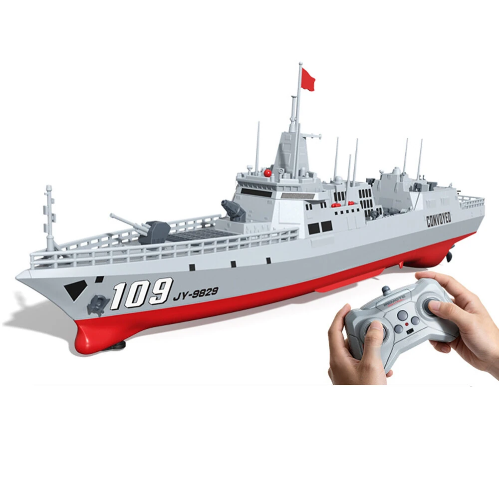 JJRC S28 RTR 2.4G RC Boat Destroyer Majestic Warship Silhcuette Sailing Simulation Realistic Ship Water Spray Two Speed Remote Control Vehicles Models Toys