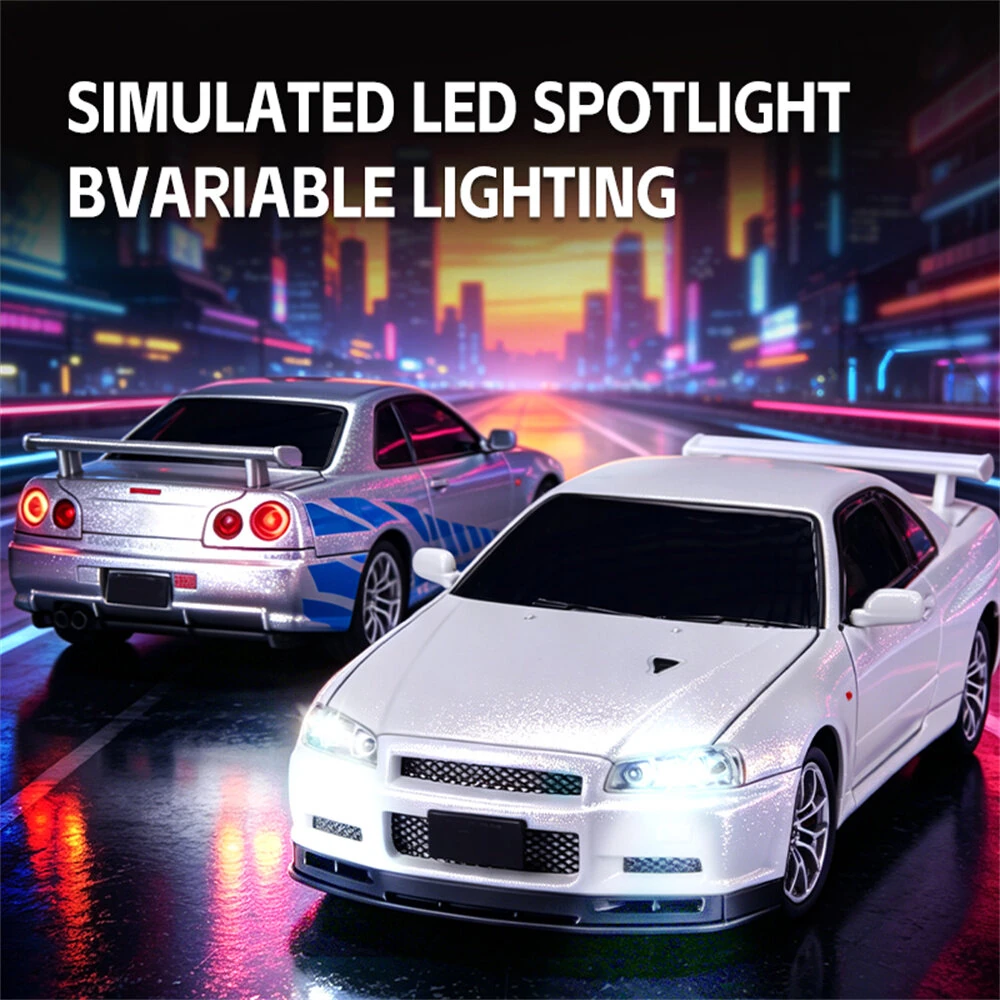 JKHL 1901-410D RTR 1/24 2.4G 4WD R34 Drift RC Car Alloy Body Shell LED Light On-Road Full Proportional High Speed Racing Vehicles Models Toys — view 4
