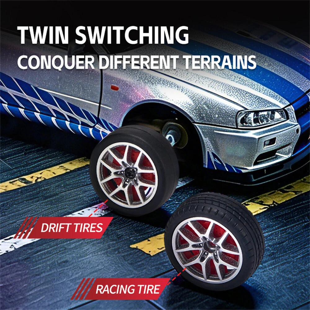 JKHL 1901-410D RTR 1/24 2.4G 4WD R34 Drift RC Car Alloy Body Shell LED Light On-Road Full Proportional High Speed Racing Vehicles Models Toys — view 7