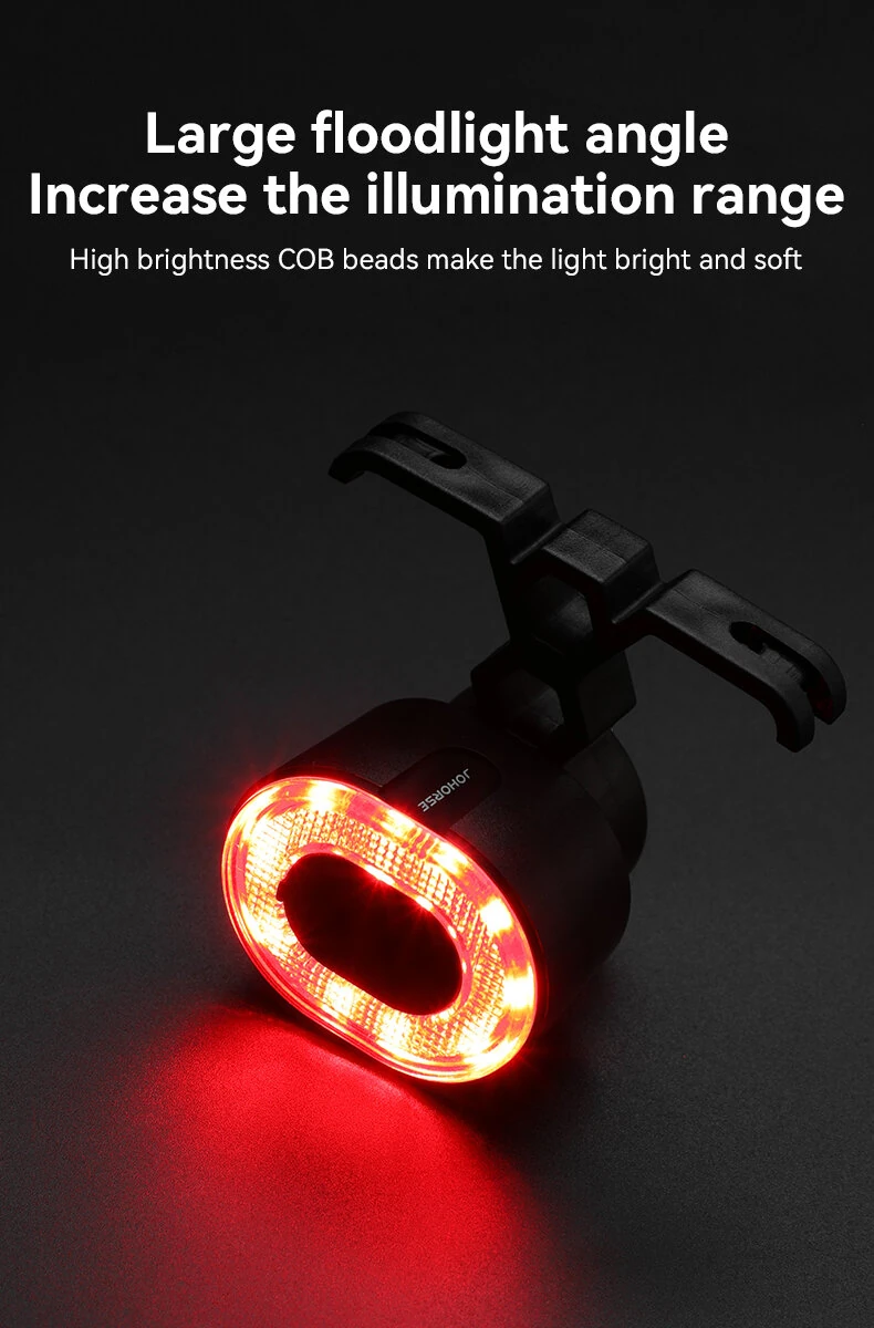 JOHORSE Smart Brake Sensing Bike Taillight USB-C Rechargeable 300mAh 4 Modes IPX5 Waterproof Bicycle Rear Light Safety Ebike Accessory — view 6