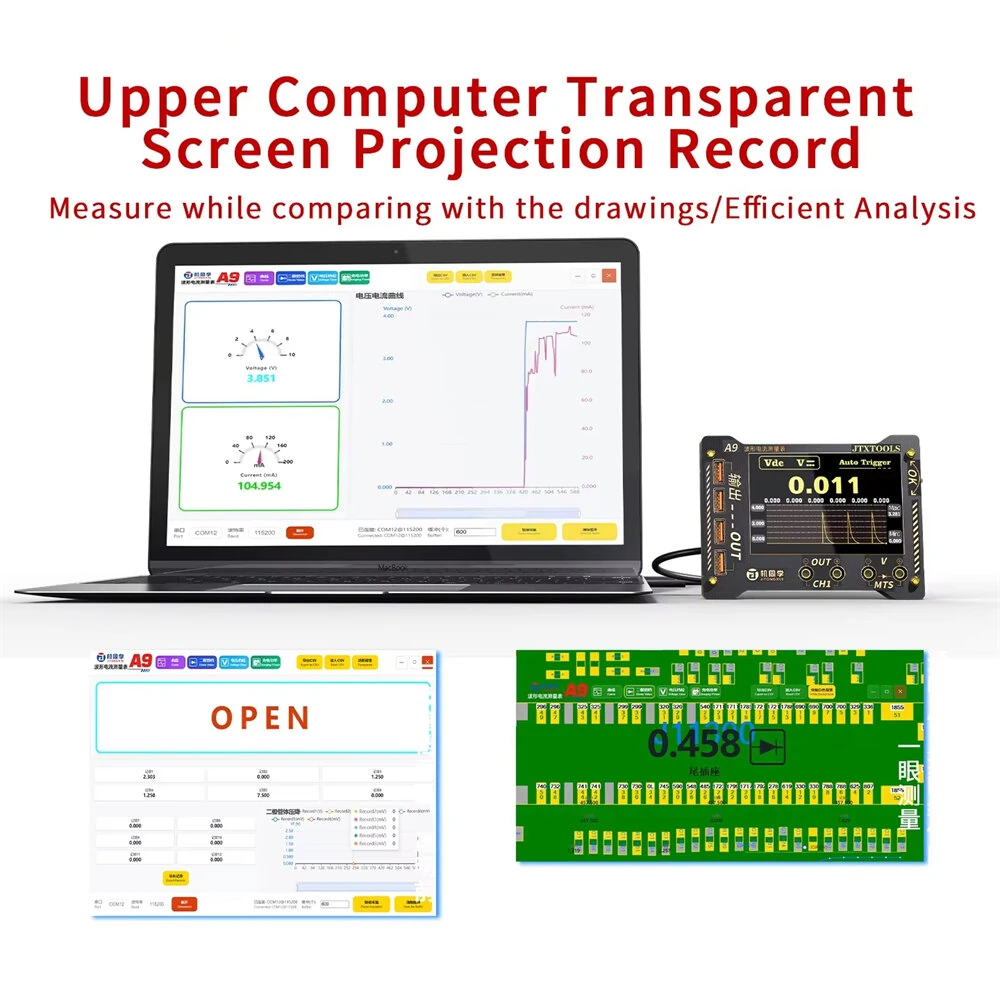 JTX A9 Curve Waveform Multi-function Measuring Meter 0-36V DC Voltage 0-8A Current Tester High Precision Display Electric Repair Tool — view 4