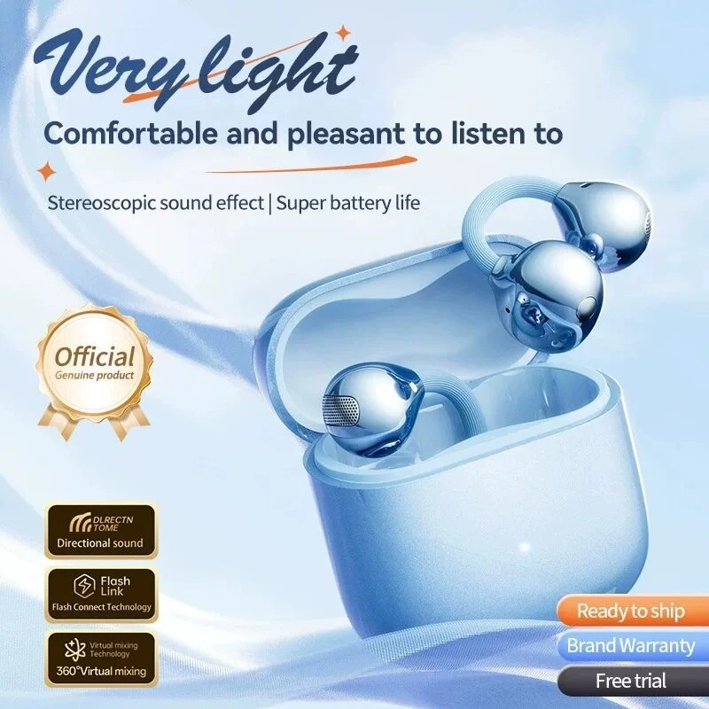JY02 TWS Earclips Earbuds Wireless bluetooth 6.0 Earphone 360° Virtual Spatial Sound AAC Audio Low Latency IP55 Waterproof Touch Control Sports Headphones — view 2