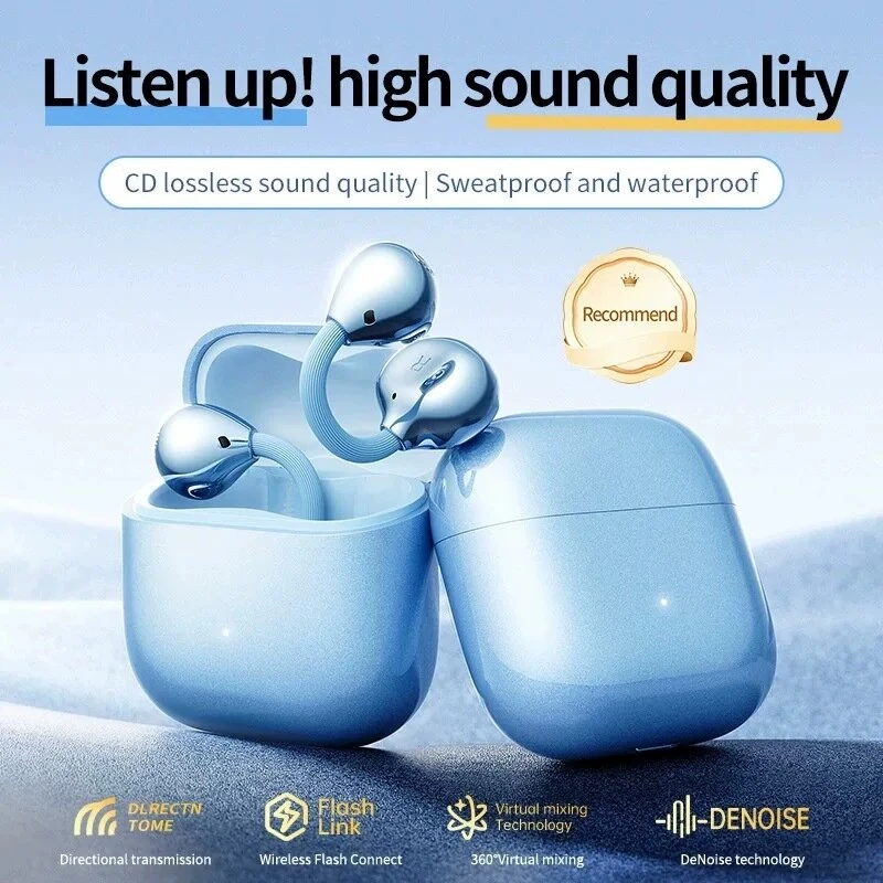 JY02 TWS Earclips Earbuds Wireless bluetooth 6.0 Earphone 360° Virtual Spatial Sound AAC Audio Low Latency IP55 Waterproof Touch Control Sports Headphones — view 4