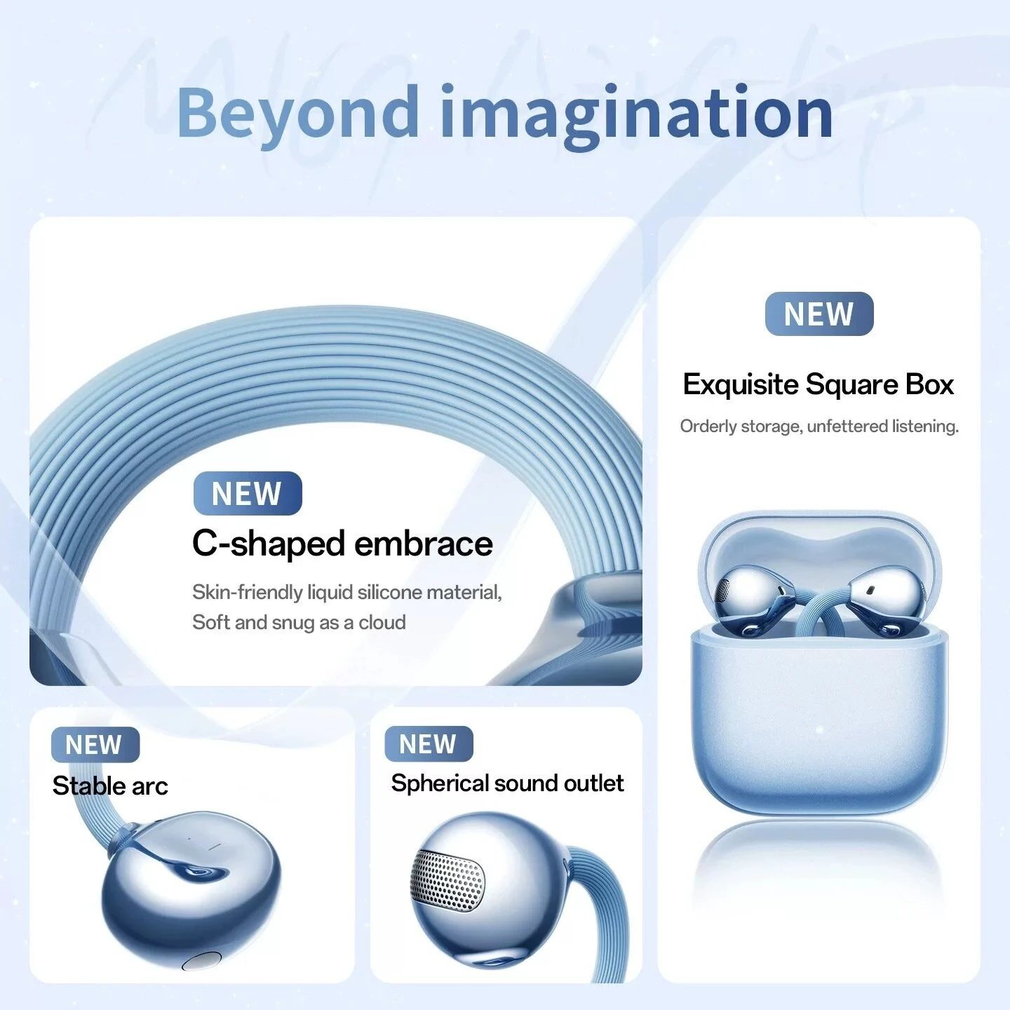 JY02 TWS Earclips Earbuds Wireless bluetooth 6.0 Earphone 360° Virtual Spatial Sound AAC Audio Low Latency IP55 Waterproof Touch Control Sports Headphones — view 5