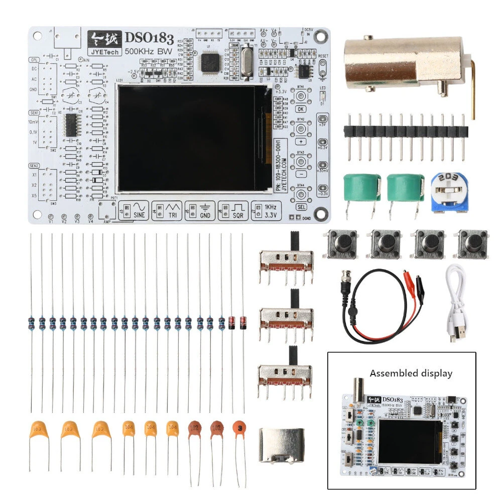 JYETech DSO183 DIY Oscilloscope Kit 500KHz ADC Built in Signal Generator Waveform Display for Electronic Competition Training — image 1