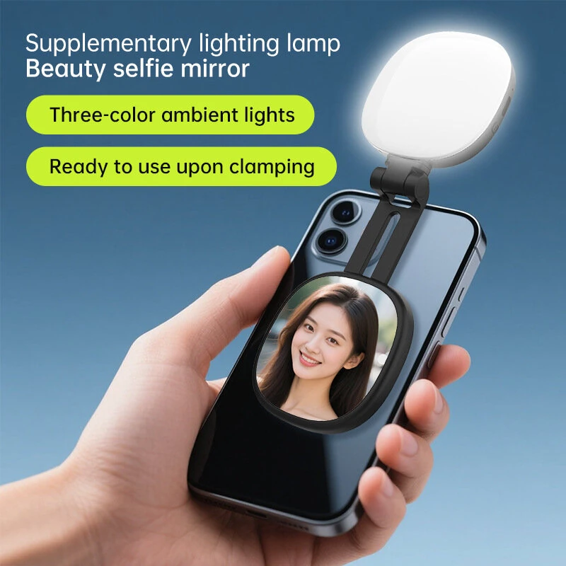 K04 Magnetic Foldable Selfie Light Rechargeable LED Fill Light for Phone with 3 Color Temperatures Adjustable 270° Flip Pocket Portable for Vlog TikTok Live Streaming Video Call — view 4