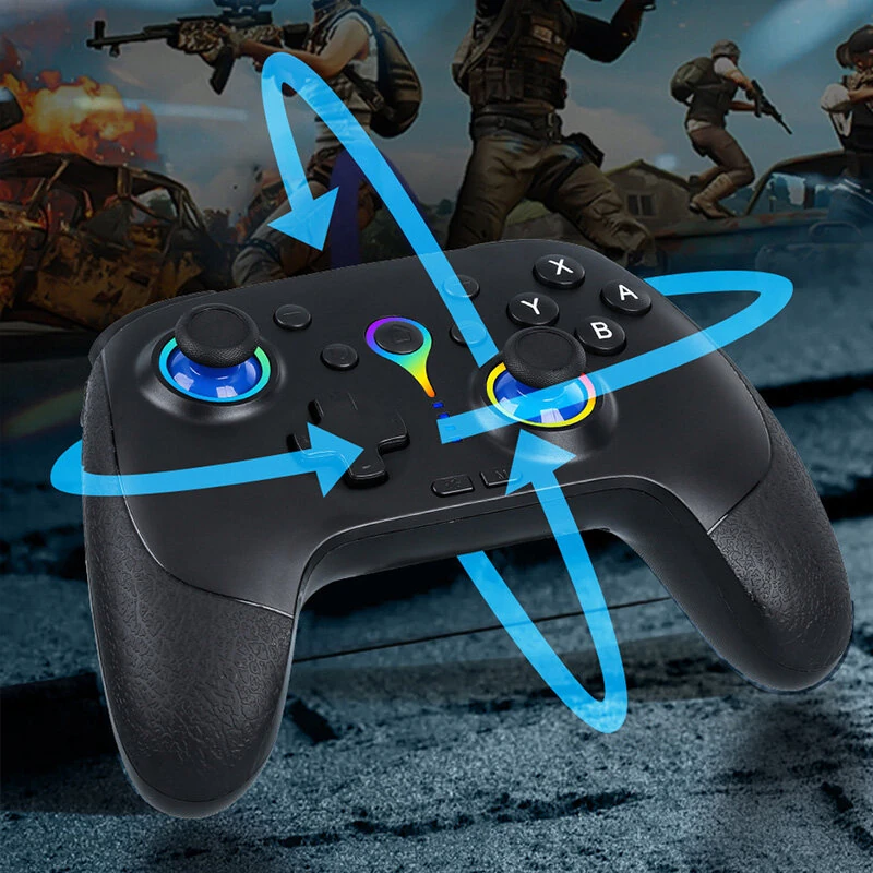K22/K23 Wireless Gaming Controller with 1KHz Hall Effect Joysticks Tri Mode 6 Axis Gyro RGB Vibration for PC Switch iOS Android with Phone Bracket — view 4