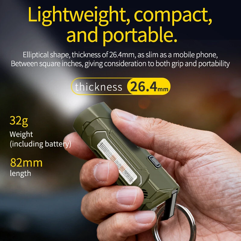 K220 Mini Keychain Flashlight with UV Violet Light Buzzing Horn USB-C Charging Waterproof Design Magnetic Attraction Portable Tactical Torch 32g Lightweight — view 2