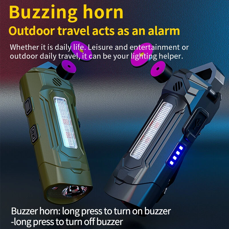 K220 Mini Keychain Flashlight with UV Violet Light Buzzing Horn USB-C Charging Waterproof Design Magnetic Attraction Portable Tactical Torch 32g Lightweight — view 5